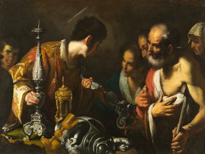 教会の宝物を配布するセントローレンス 作： Bernardo Strozzi